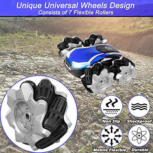 Voiture Télécommandée, 2.4GHz 4WD Voiture Telecommandé Tout Terrain Enfant, Jouet Voiture Radiocommandee Drift avec LED Couleur et Batterie Rechargeable, RC Stunt Car Cadeau pour Garcon 6 à 12 Ans