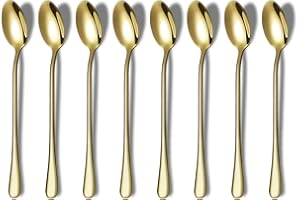 Gold Long Handle Spoon, Coffee Stirrers, Premium Stainless Steel Coffee Spoons, Ice Tea Spoons, Ice Cream Spoon, Cocktail Sti