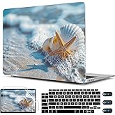 CISSOOK Compatible with MacBook Air 13-inch Case 2021 2020-2018 Release M1 A2337 A2179 A1932 Model with Touch ID, Plastic Hard Shell Protective Case with Keyboard Cover Screen Protector, Beach&Shell