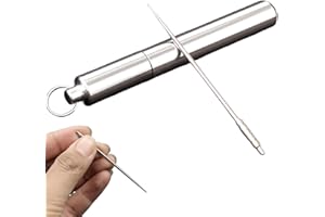 Metal Toothpick, Alloy Titanium Metal Toothpicks for Teeth with Holder Creative Portable Reusable for Outdoor Travel Hiking C