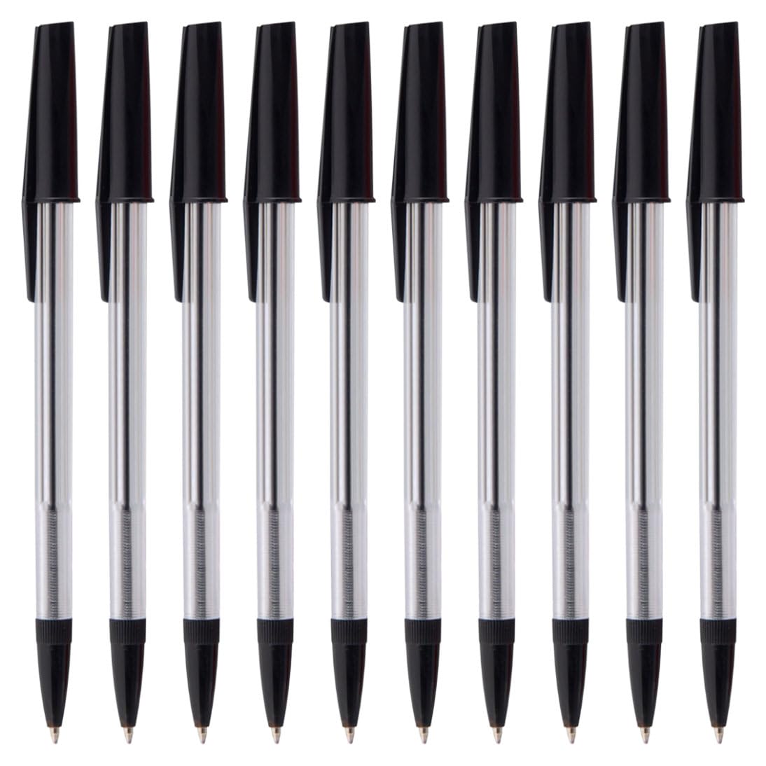 Essential Arts Black Ink Ballpoint Pens Pack of 50 Medium Point Ball Biro Pen with Comfort Grip - Office, School and Business Supplies