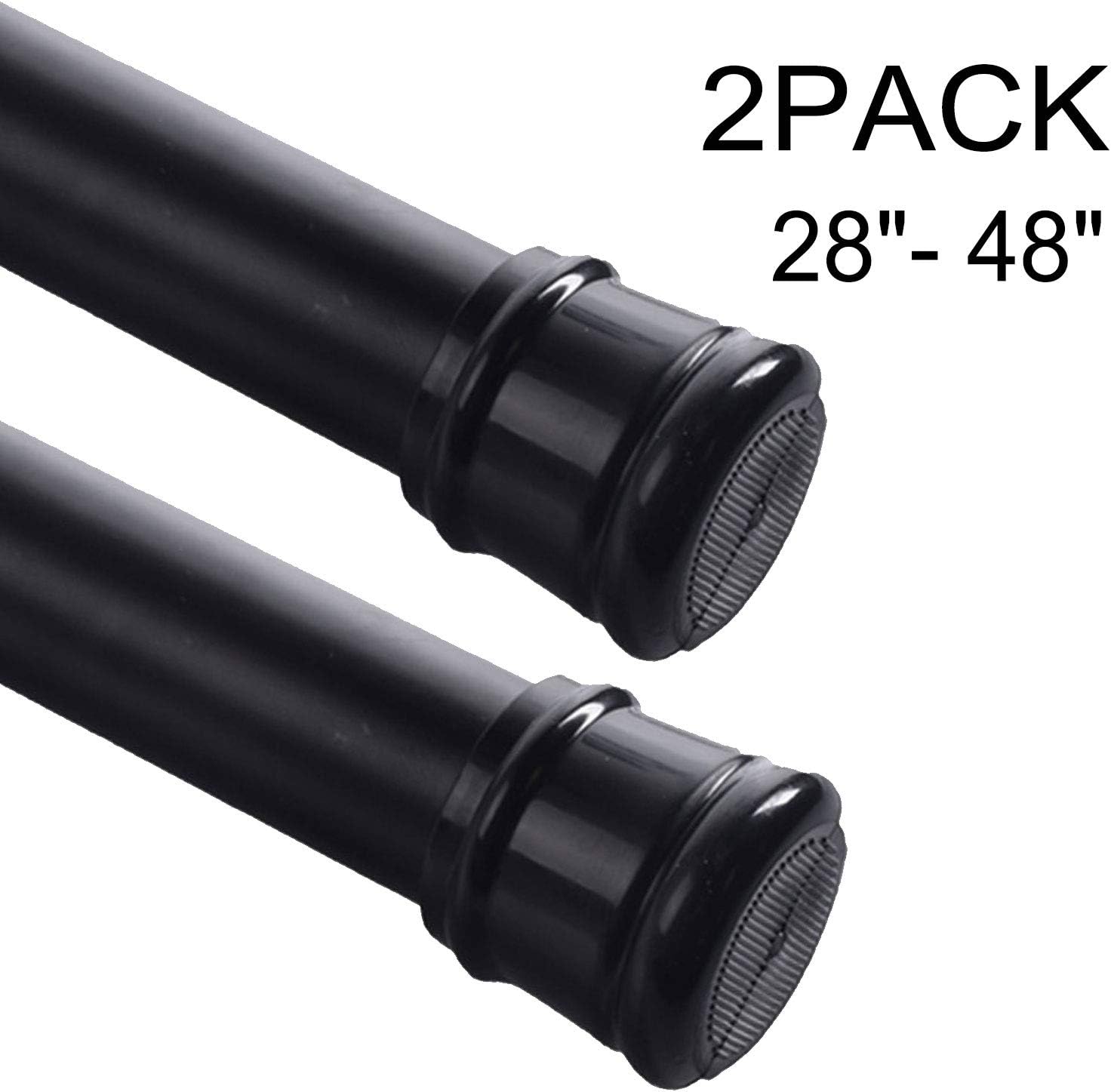 Ginbel Direct 2 Pack Window Treatment Hardware Spring Tension Curtain Rod Pole Black Adjustable Room Divider for Bathroom Closet Stall Windows 28 to 48 inch, No Drilling, Black: Home Improvement