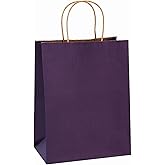 BagDream Gift Bags 8x4.25x10.5 Inches 100Pcs Purple Kraft Paper Bags with Handles Bulk, for Shopping, Retail, Merchandise, Party Favor, Craft, 100% Recyclable Paper Gift Sacks
