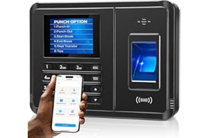 Tymelix App-Based Time Clock for Small Business with 10 IC Cards – Clock in Machine for Employee Fingerprint Attendance, Time Card Machine No Monthly Fee, iOS/Android Compatible