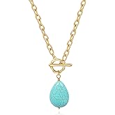 POTESSA 18K Gold Plated Pendant Necklace Medallion Coin Y Shaped Chain Toggle Necklace for Women Trendy Jewelry