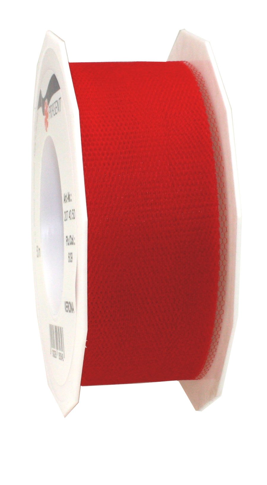 C.E. Pattberg VERONA Decoration Ribbon - red, 50 m Tulle Band For Wrapping And Decorating, 40 mm Width, Elegant Ribbon For Easter Decorations, Baby Showers, Christmas, Wedding, And Car Decoration