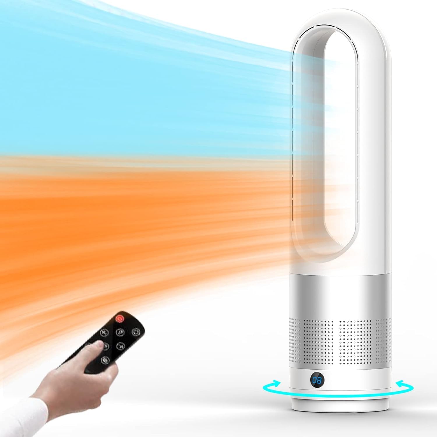 Photo 1 of PARTS ONLY -------------------------------------------------------------------Bladeless Tower Fan, 1400W Space Heater & 40W Cooler Fan Combo with Remote, 80°Oscillation, 8 Speeds and 3 Heating Modes, 9H Timer, LED Display, Fast Safety Heat and Quiet for B