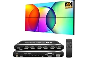 AOGETYO Video Wall Controller 2X3 4K,HDMI & DVI 4k Signal Input Makes 6 TV Screens Into 1 Wall Display Support IR Remote/RS232 and 180° Rotation,Support Video Wall Controller 2x2 4k 1x1, 1x2, 1x3, 1X4, 1x5