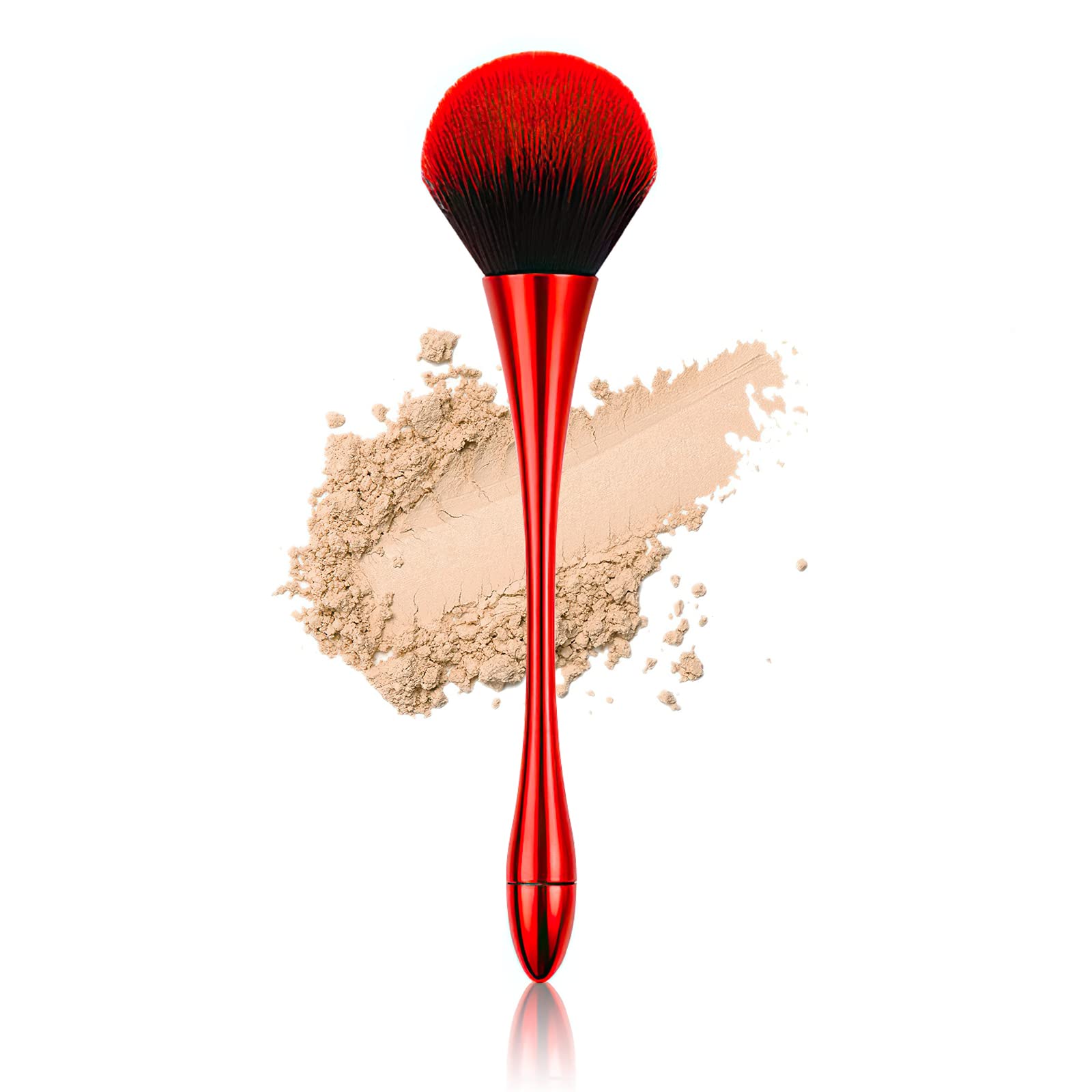Large Powder Makeup Brush, Soft Fluffy Blush Brush for Face, Setting and Bronzer, with Nail Dust Cleaner (RED) — image 1