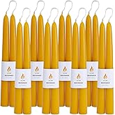 Aglary 16PCS Beeswax Taper Candles, 9" Handmade Natural Candles, Dripless and Smokeless,9 Hour Burn Time