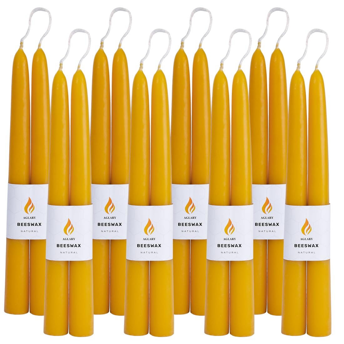 Photo 1 of Aglary 16PCS Beeswax Taper Candles, 9" Handmade Natural Candles, Dripless and Smokeless?9 Hour Burn Time