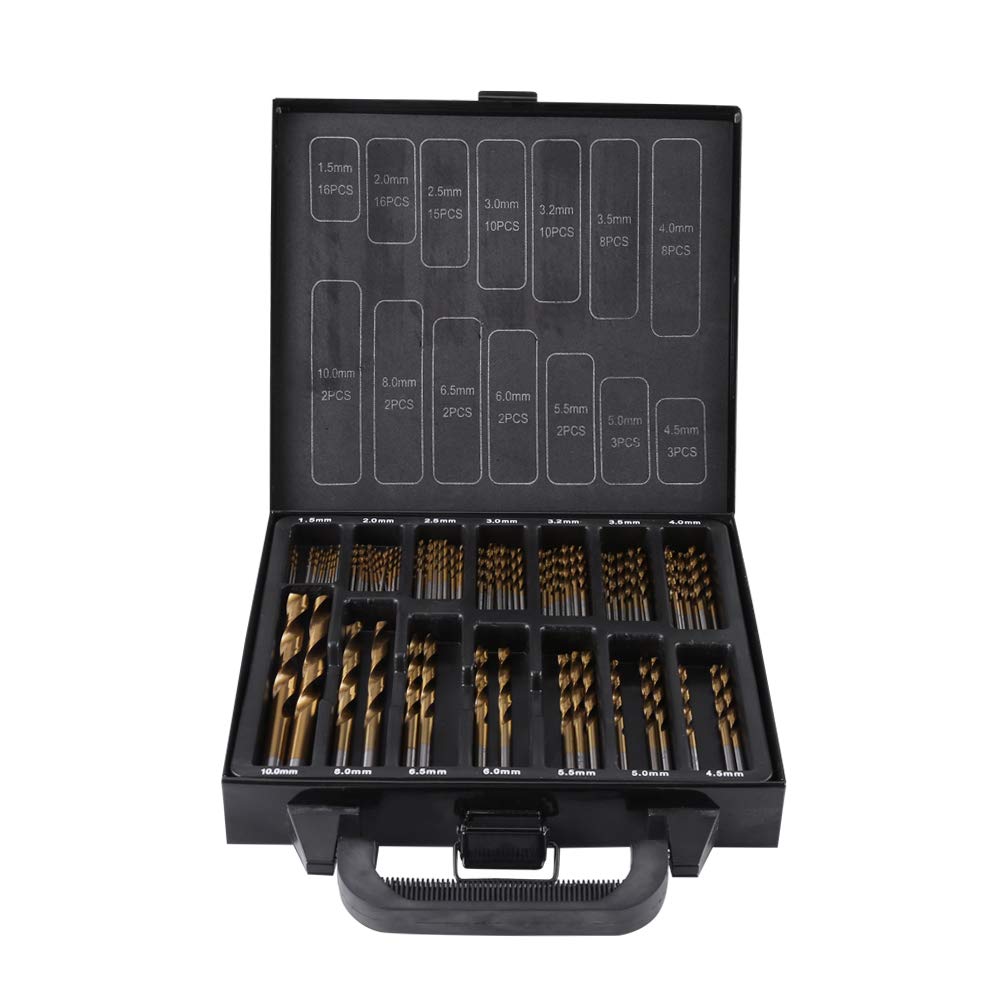 1.5 mm-10 mm HSS Drill Bit Set, 99Pcs Titanium-coated High-speed Steel HSS Drill Bit Metal Drill Bit Set Twist Drill Bit Set with Tool Box, Titanium Metal Drill Bits for Cordless Screwdriver Drill