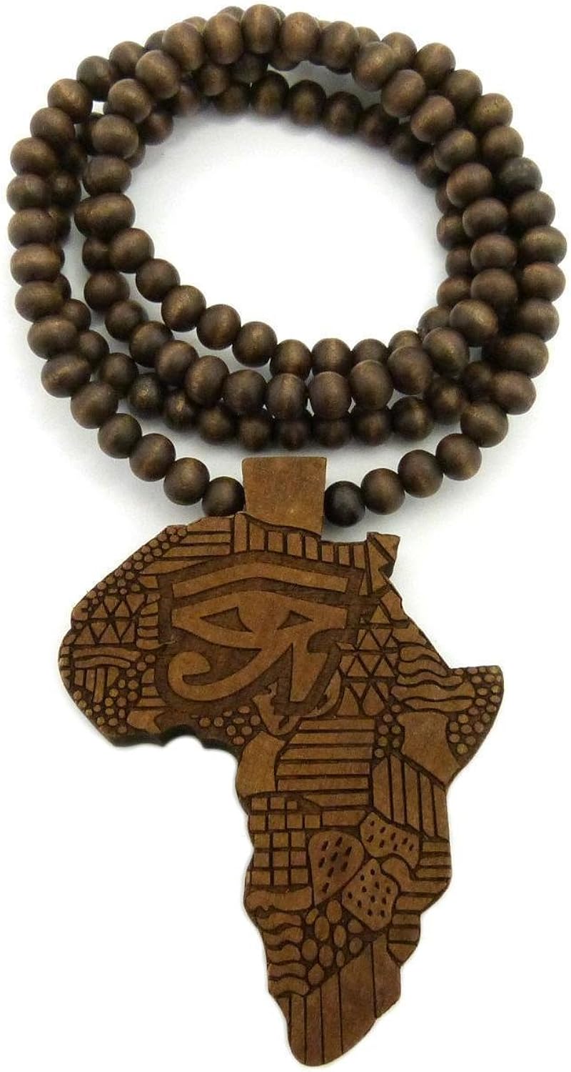 New Wood Necklace African Map Continent Wooden Bead Chain Black Fashion