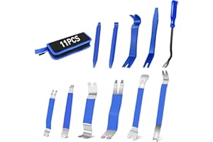 GOOACC 11PCS Trim Removal Tool Kit, Metal & Nylon Pry Tools Set for Car Door Panel, Dashboard, Audio, Clips, Fastener Remover w/Storage Box – Blue