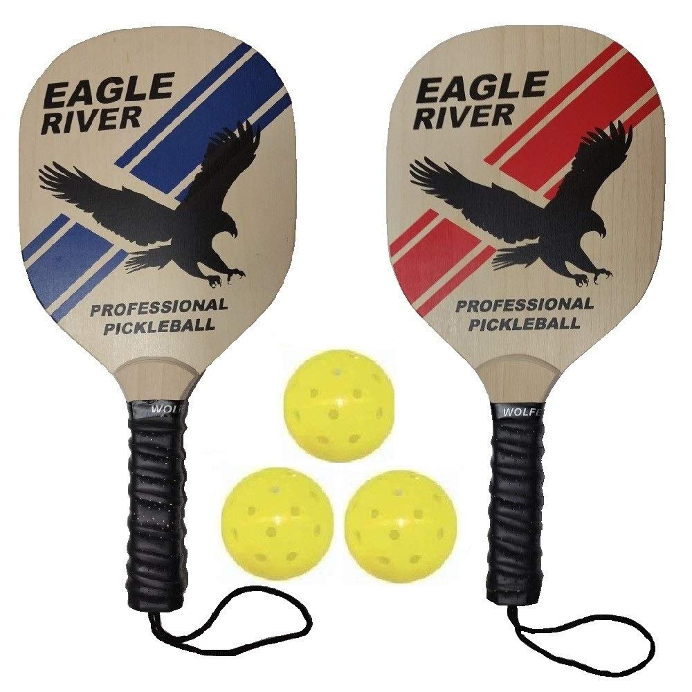 Eagle Premium Wooden Pickleball Paddle Set with 2 Paddles and 3