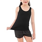 Dreammonkey Girls Tank Top - Soft Cotton Round Neck Sleeveless Stretch Undershirt for Kids 2T-14 Years
