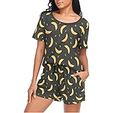 Meocouoe Women's Pajama Set Short Sleeve Sleepwear Soft 2 Piece Pjs Lounge Sets with Pockets