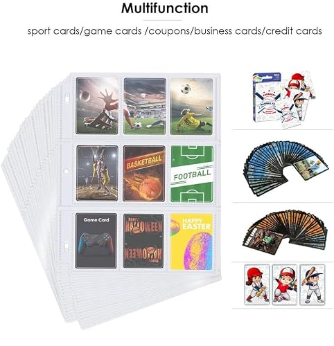 baseball card sleeve sheets Sooez 120 Pack Trading Sleeves for Binder, 9 Pocket Photo Card Holder trust in BCW toploaders to provide reliable protection against bending 720 Pockets Baseball Card Sleeves