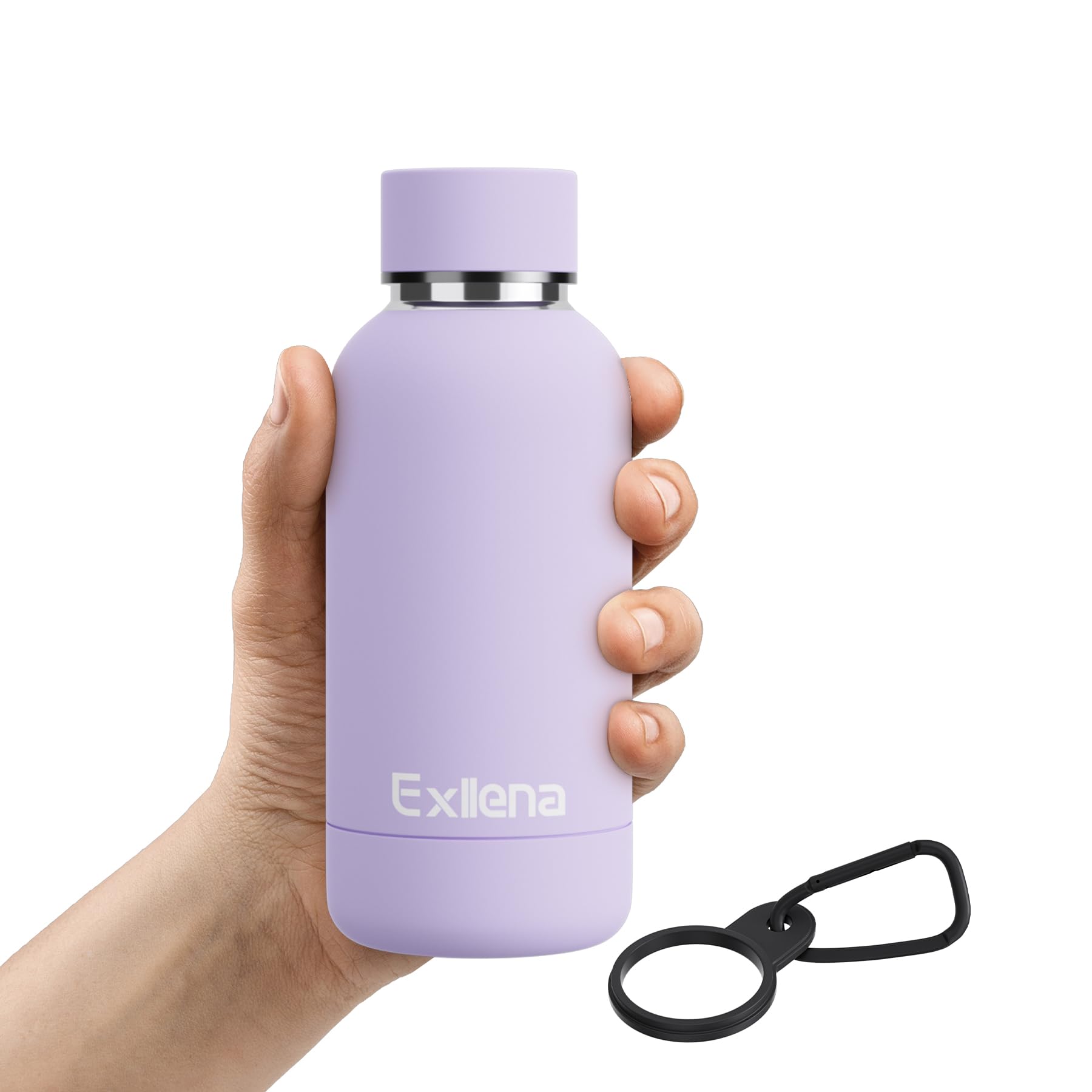 Photo 1 of Exllena Small Water Bottle 12oz with Clip, Double Wall Stainless Steel Vacuum Small Insulated Water Bottle Keeps Drinks Cold 24 Hrs/Hot 12 Hrs for Kids Handbag School BPA Free (Purple)
