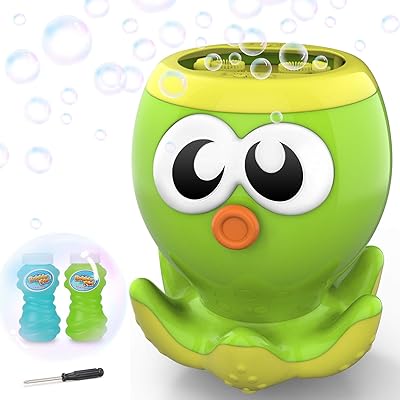 WisToyz Bubble Machine Octopus Bubble Blower 3000 + Bulles par minute, Machine à bulles automatique pour enfants Machine à bulles facile à utiliser pour l'extérieur, solution à bulles incluse 3 piles AA nécessaires