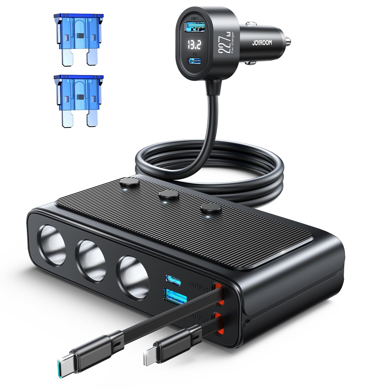 JOYROOM 227W Zigarettenanzünder Verteiler 9 in 1 Auto KFZ Ladegerät Adapter