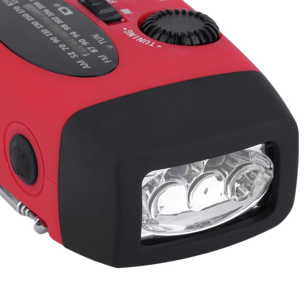 Moobom tragbares Solarradio, Multifunktionshandkurbel Selbstbetriebene Dynamo-nachladbare Wetter-Radio-LED-Taschenlampe mit USB-Ladeanschluss und Mikrokabel