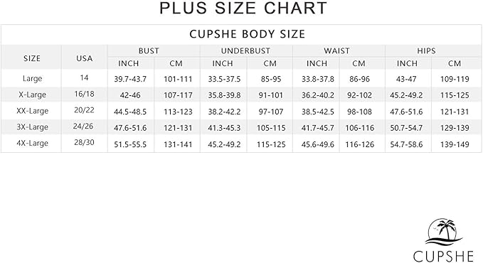 cupshe bathing suit sizing