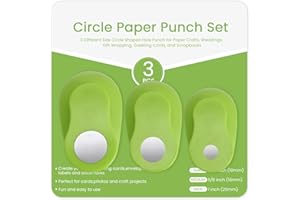 HAUSTGO 3PCS Circle Punch Set, 3/8 Inch, 5/8 Inch, 1 Inch Circle Hole Punch Set for Scrapbooking, Card Making, DIY Photo Albums and Homemade Confetti