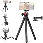NEEWER Flexible Phone Tripod, Small Mini Camera Webcam Desk Stand, TP34 | Phone Holder &amp; Action Camera Adapter, Compatible with iPhone 18 Pro 18 Pro Max GoPro DJI Osmo Pocket 4 3 Xtra Muse Insta360