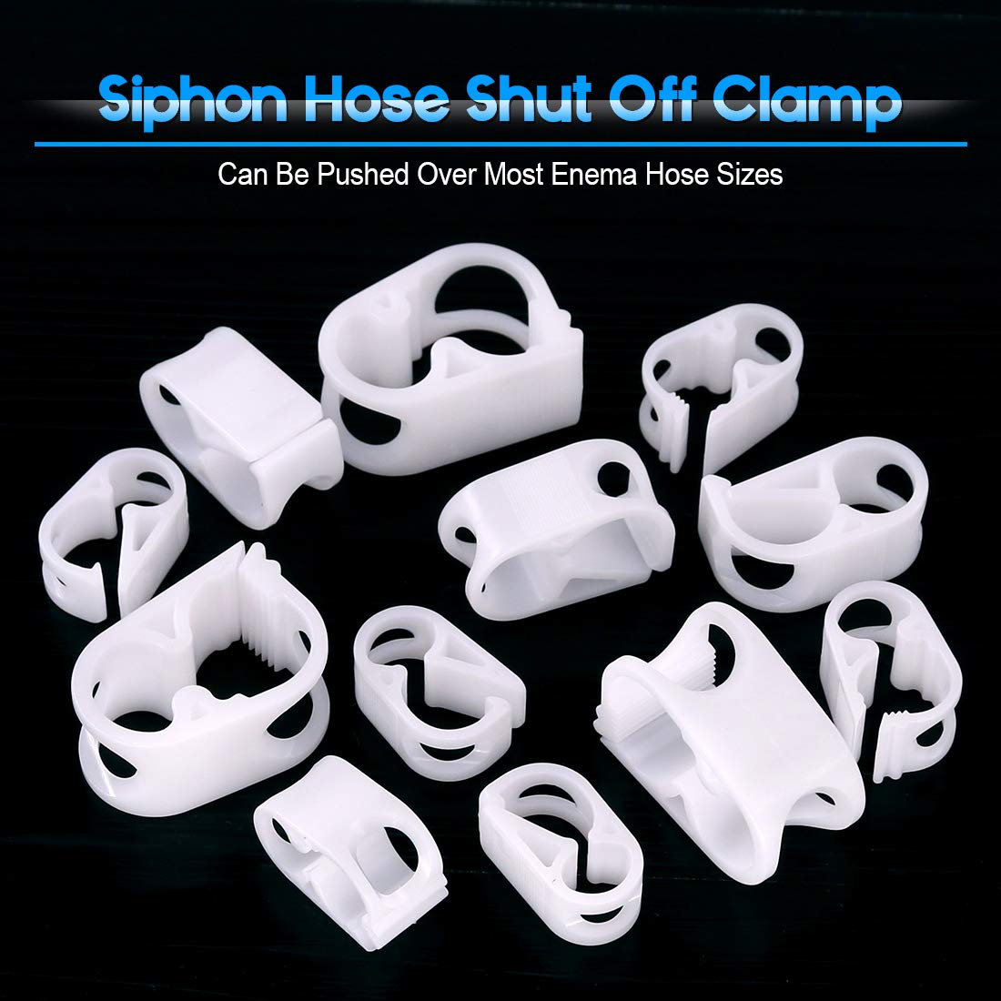 Glarks 40Pieces 4 Szie Shut Off Plastic Tubing Hose Clamps Single Position and Adjustable Open