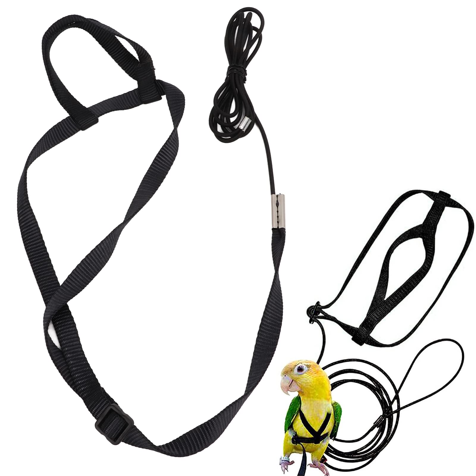 Bird Harness and Leash for Parrot, Adjustable Bird Harness Parrot Flying Leash with Adjustable Buckle for African Grey Cockatoo