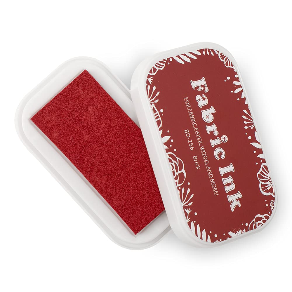 Fabric Ink Pad, Washable Craft Ink Pads for Stamping, Permanent Stamps Partner DIY Color for Card Making, Finger Prints Art (256 Brick Red)