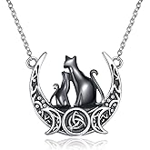 YEESIA Witch Necklace for Women S925 Sterling Silver Gothic Witch Pendant Necklaces Christmas Party Jewelry Gifts for Wife Mom Sisters