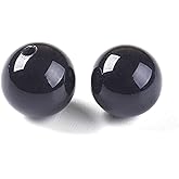 Fashewelry 100Pcs 6mm Natural Black Agate Round Gemstone Loose Beads Half Drilled Healing Chakra Polished Tumbled Stone Beads for Wire Wrapping Charm Jewelry Craft Making