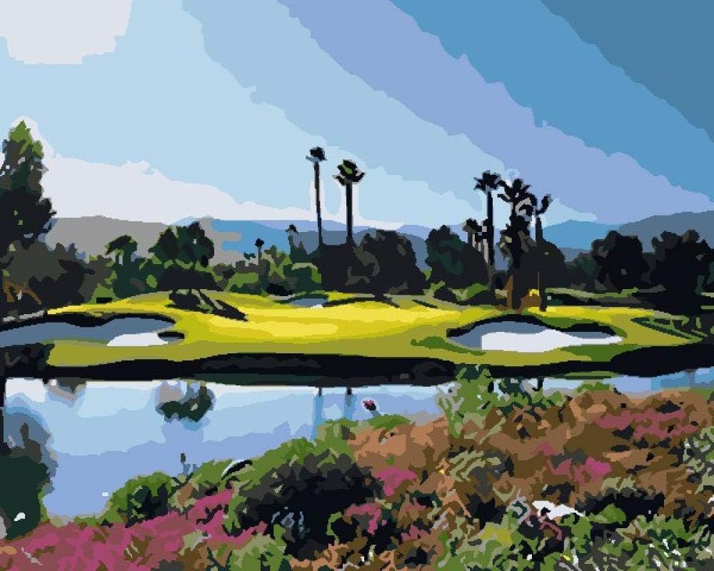 xdai Painting by Numbers for Adults Beginner Kits for Kids,Golf course scenery,DIY Canvas Oil