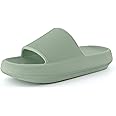 CUSHIONAIRE Feather Slides – Comfortable Cloud Cushion House Slippers for Women, Indoor Outdoor EVA Foam Foot Spa Shower Shoes, Non-Slip Arch Support