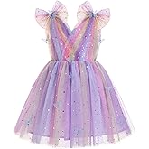 IMEKIS Toddler Kids Girls Butterfly Dress Sparkle Sequins Tulle Wedding Formal Birthday Dresses 2-10T