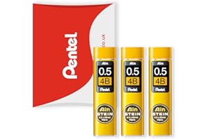 Pentel Ain Stein Mechanical Refill Leads - for Automatic/Mechanical Pencils - in Pentel Pillow Packaging (0.5mm 4B, Pack of 3