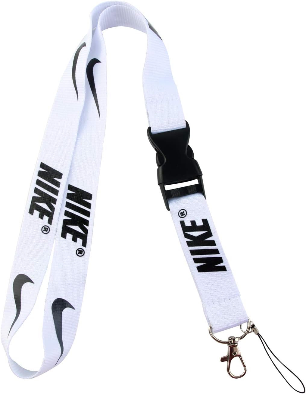 Lanyard Keychain Holder Keychain Key Chain Black Lanyard Clip with Webbing Strap (White)