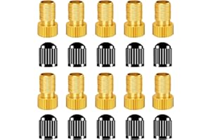 MFJUNS Brass Presta Valve Adapters(Pack of 10 + 10 Caps), Presta Valve Adapter for Air Compressor I nflate Tire Using Standard Pump by Mobi Lock - Bike Presta Valve for Bikes,Motocycle and Cars