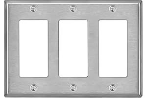 BESTTEN 3-Gang Heavy Duty Decorator Metal Wall Plate with Protective Film, Corrosion-Resistant Decor Stainless Steel Outlet a