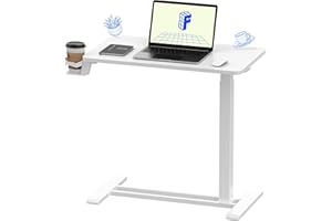 FLEXISPOT Medical Adjustable Overbed Bedside Table with Wheels Pneumatic Mobile Standing Desk Laptop Desk Rolling Computer Ca