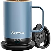 Kepwam Self-Heating Coffee Mug T1-16oz, Fast Heating Rechargeable Heated Coffee Mug, Smart Mug with App & Button Control, Ideal Gift for Coffee Lovers & Hot Drink Enthusiasts