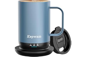 Kepwam Self-Heating Coffee Mug T1-16oz, Fast Heating Rechargeable Heated Coffee Mug, Smart Mug with App & Button Control, Ideal Gift for Coffee Lovers & Hot Drink Enthusiasts