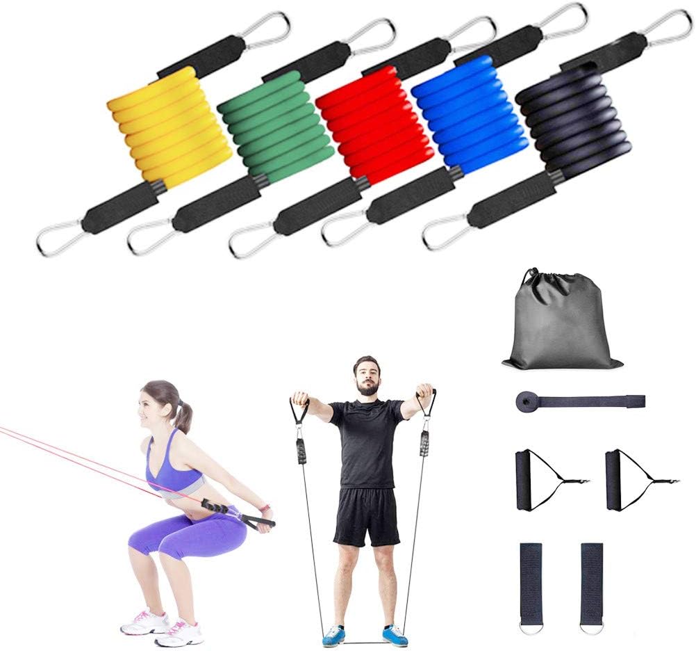 Resistance Bands Set,Exercise Bands with Door Anchor,Handles, Waterproof Carry Bag,Legs Ankle Straps for Resistance Training, Physical Therapy,Home Workouts
