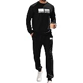 Babioboa Men's 2 Piece Outfits Long Sleeve Pullover Sweatshirt Tracksuit Jogger Sweatpants Sweatsuit Set