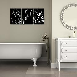 3 Panels Black and White Abstract Canvas Wall Art