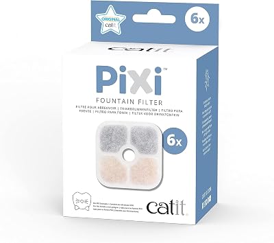 Catit PIXI Genuine Replacement Water Fountain Filter Cartridges 6 Pack