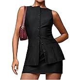 Milumia Women's 2 Piece Outfits Button Up Sleeveless Tank Top High Waist Mini Skirts Set