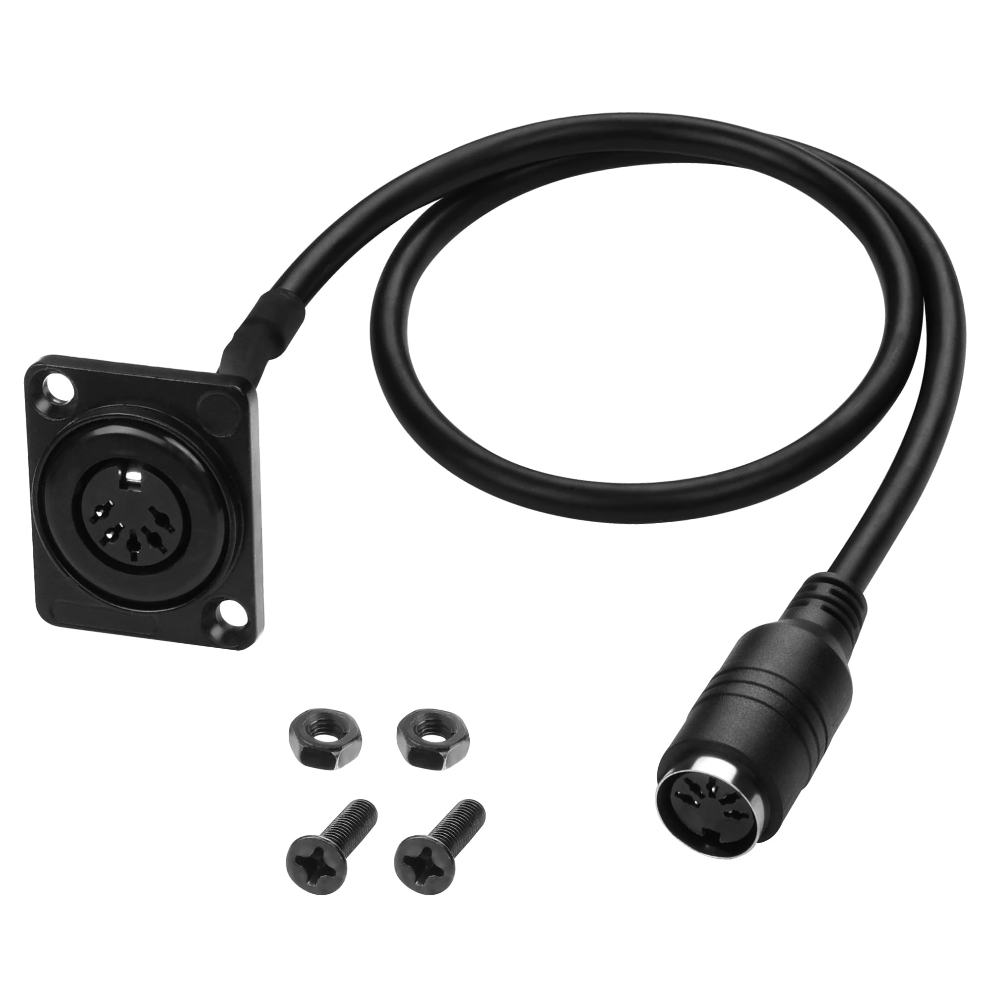 MEIRIYFA MIDI DIN 5Pin Extension Cable Cord, D-Type Panel Mount DIN 5 PIN Female to Female Audio Adapter Cable for Keyboard Synthesizer, Organ, Electric Piano, MIDI Guitar - 53CM